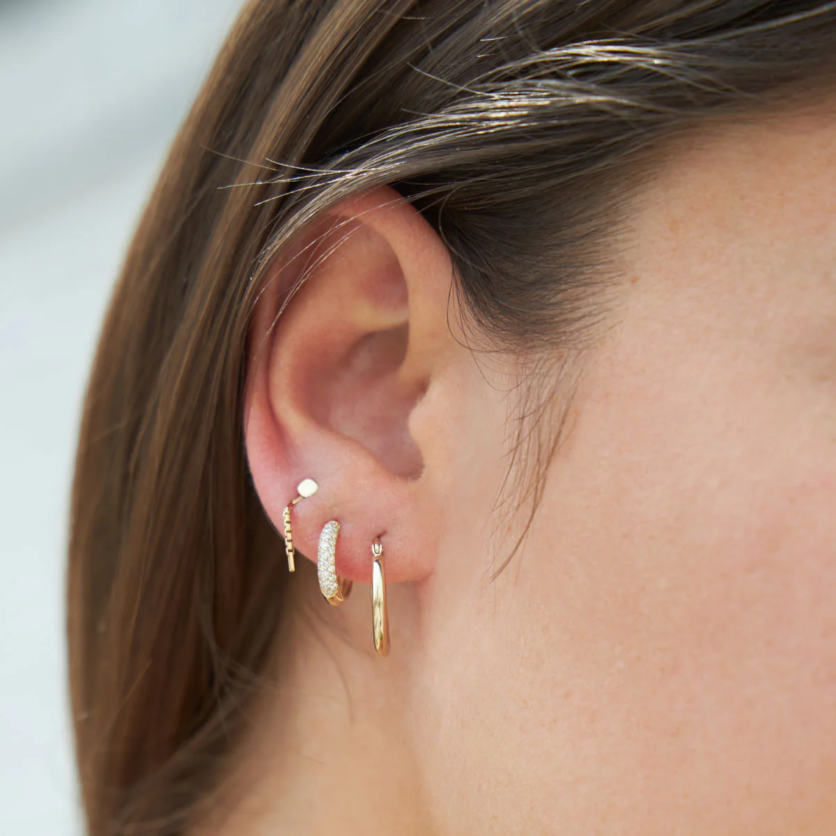 Amour Three Row Diamond Huggies - Image 4