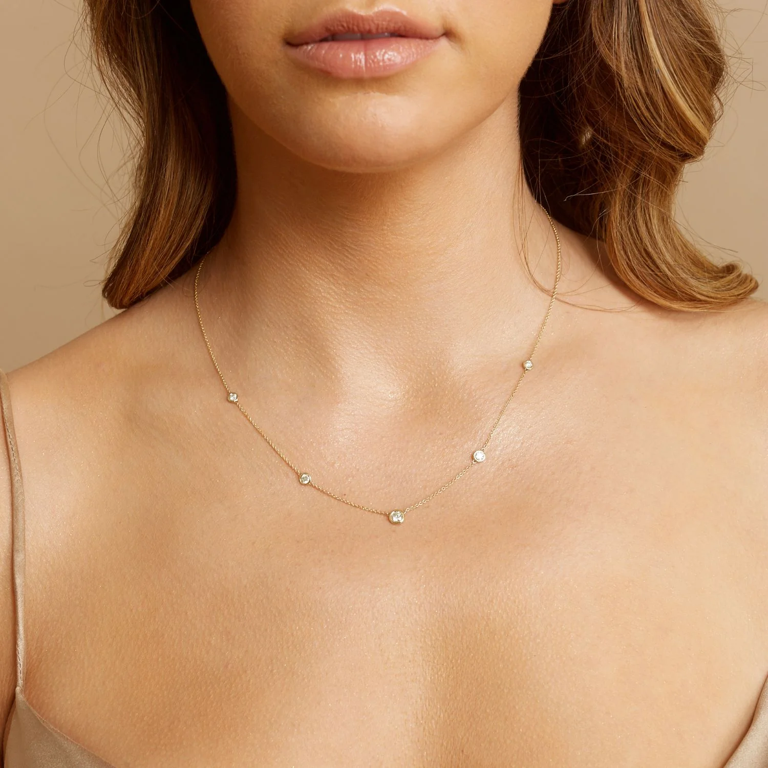 Diamond Bezel Strand Necklace - Image 6