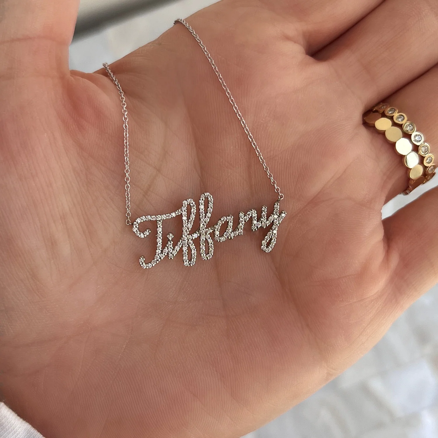 Diamond Custom Script Name Necklace - Image 7