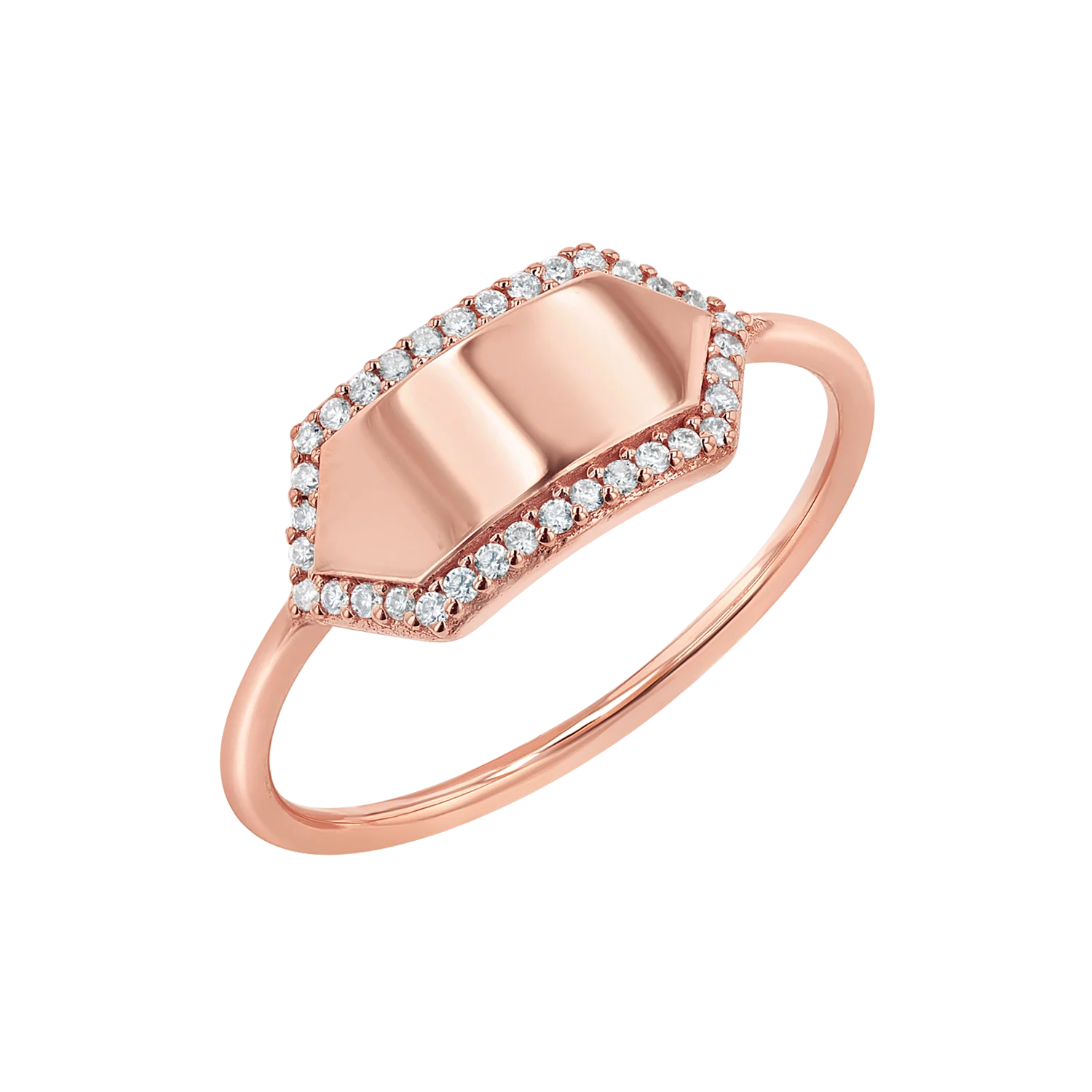 Diamond Hex Engravable Tag Ring - Image 3