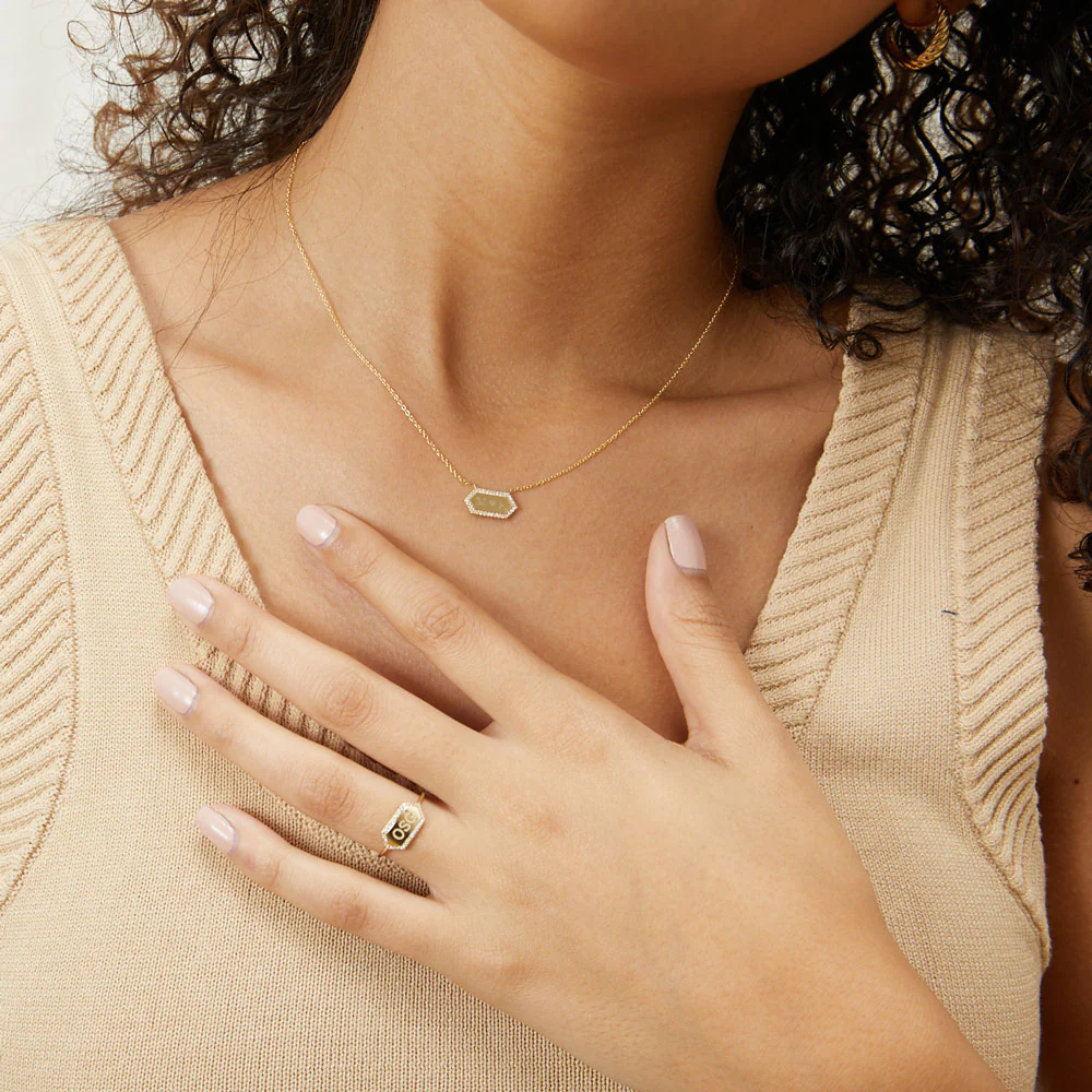 Diamond Hex Engravable Tag Ring - Image 5