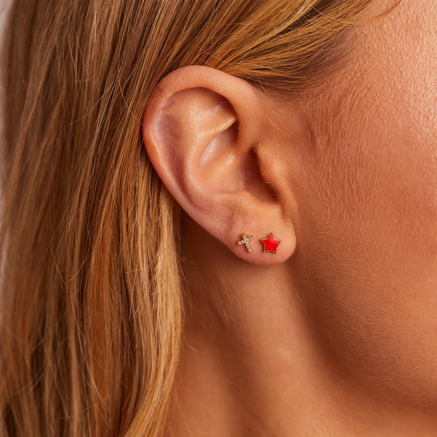 Diamond Pave Cross Earrings - Image 5