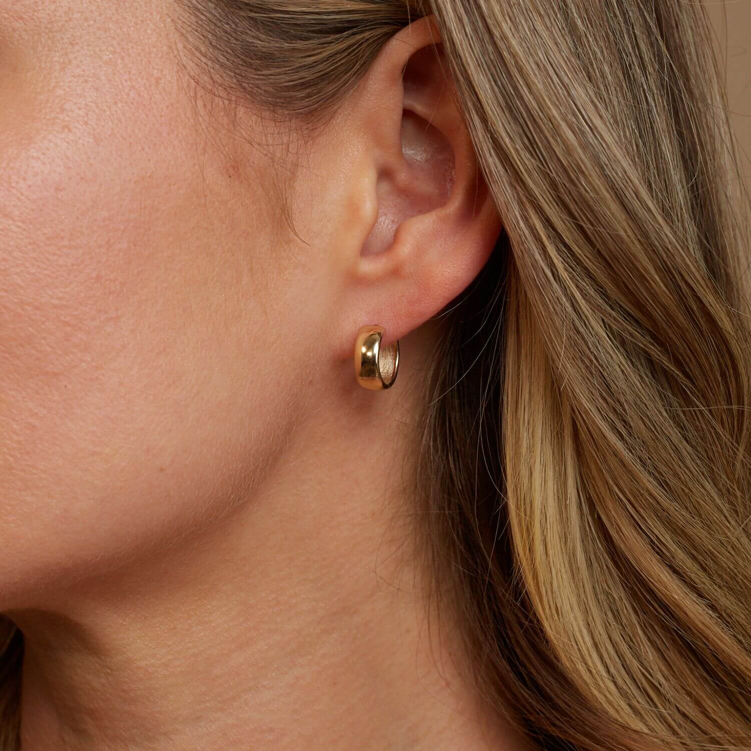 Dome Huggie Hoop Earrings - Image 5