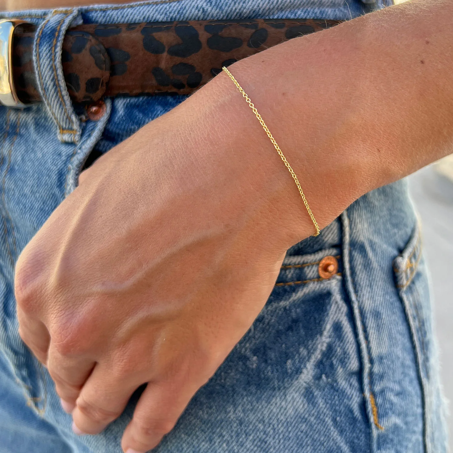 14K Gold Cable Chain Bracelet - Image 5