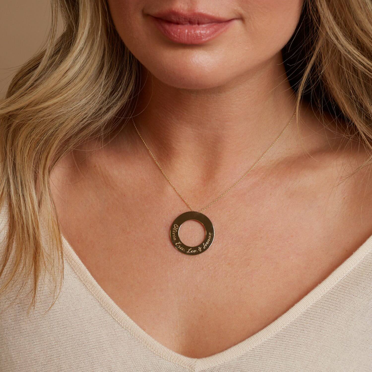 Engraved Circle Disc Necklace - Image 4