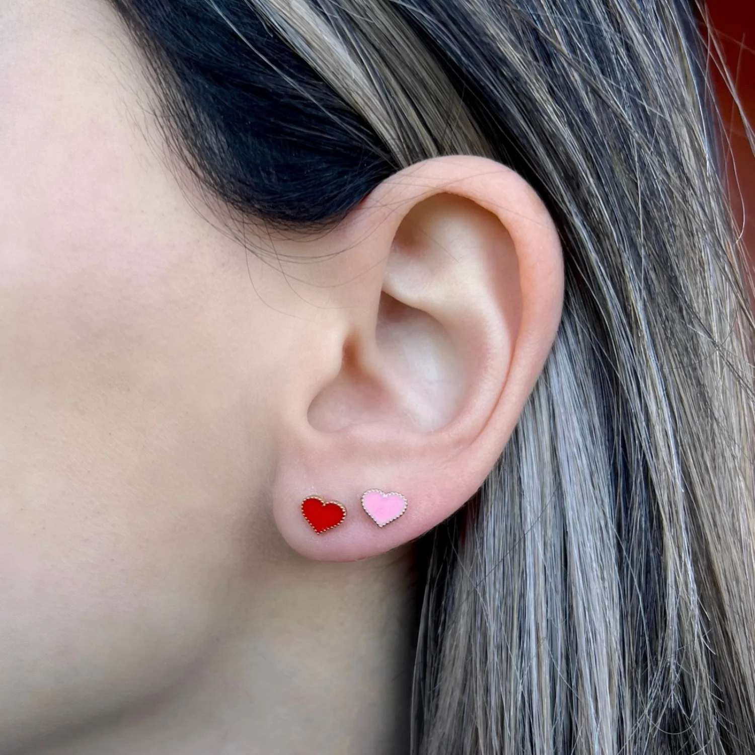 Kids Heart Enamel Earrings - Image 4