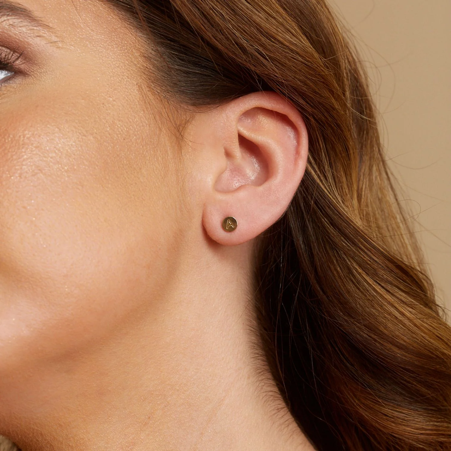 Kids Mini Initial Round Earrings - Image 4