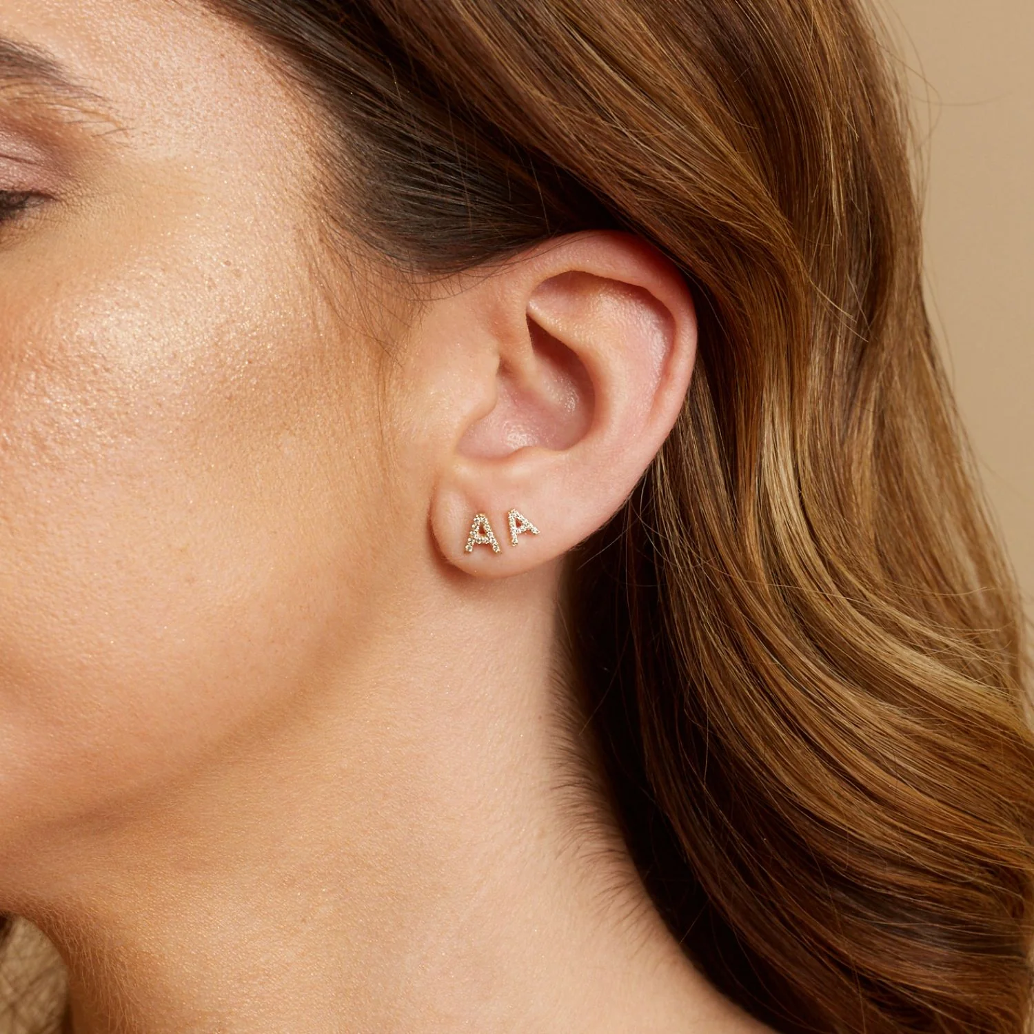 Kids Pave Letter Earrings - Image 4