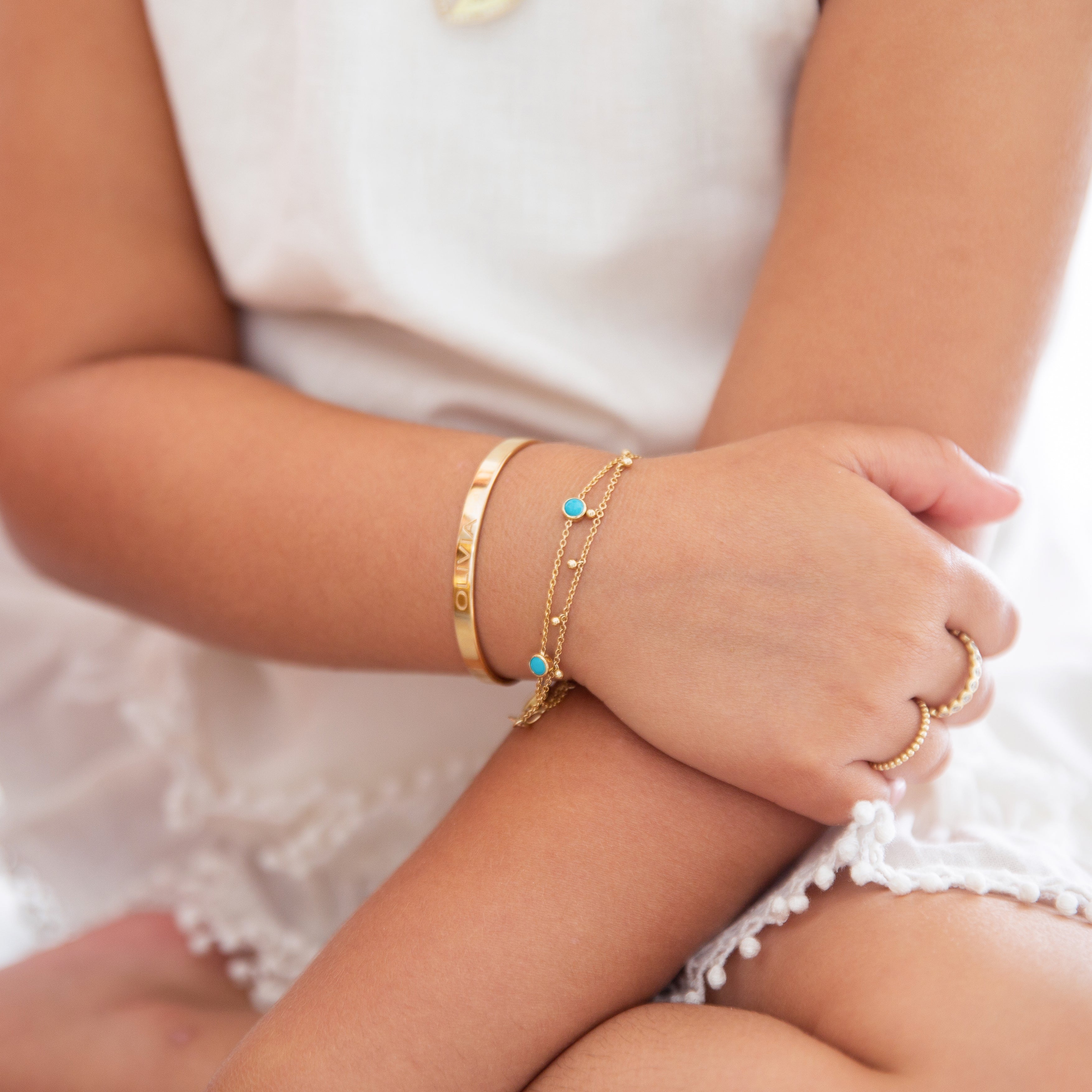 Kids Turquoise 3 Stone Bracelet - Image 3