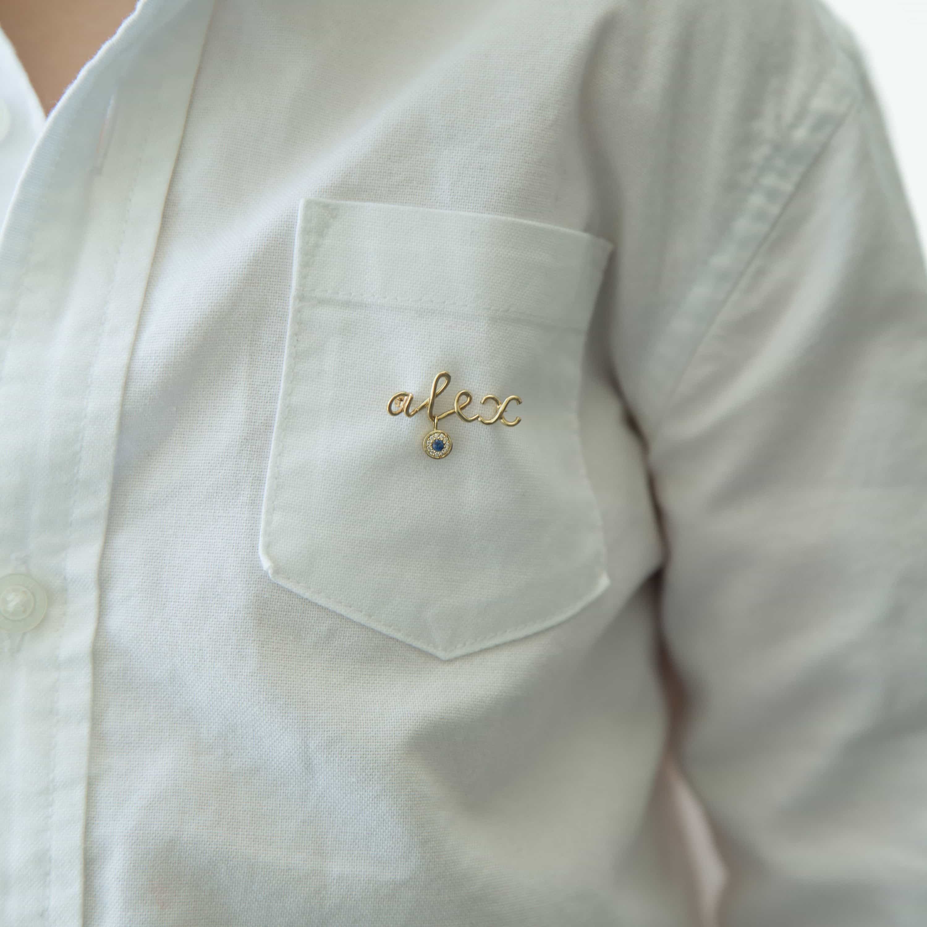 Mini Letter Name Pin with Round Eye Charm - Image 7