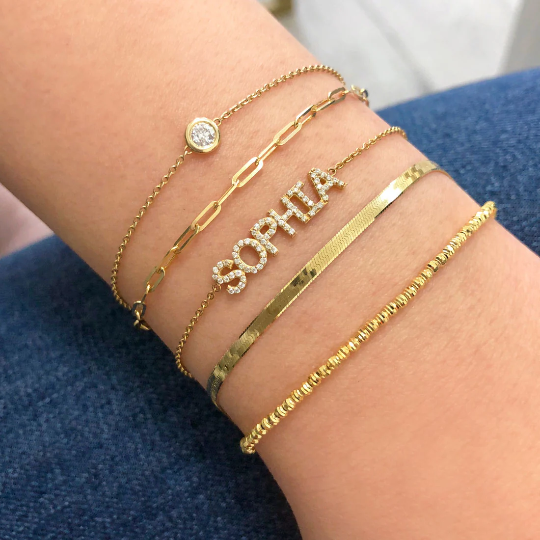 14K Gold Moon Cut Bracelet - Image 7