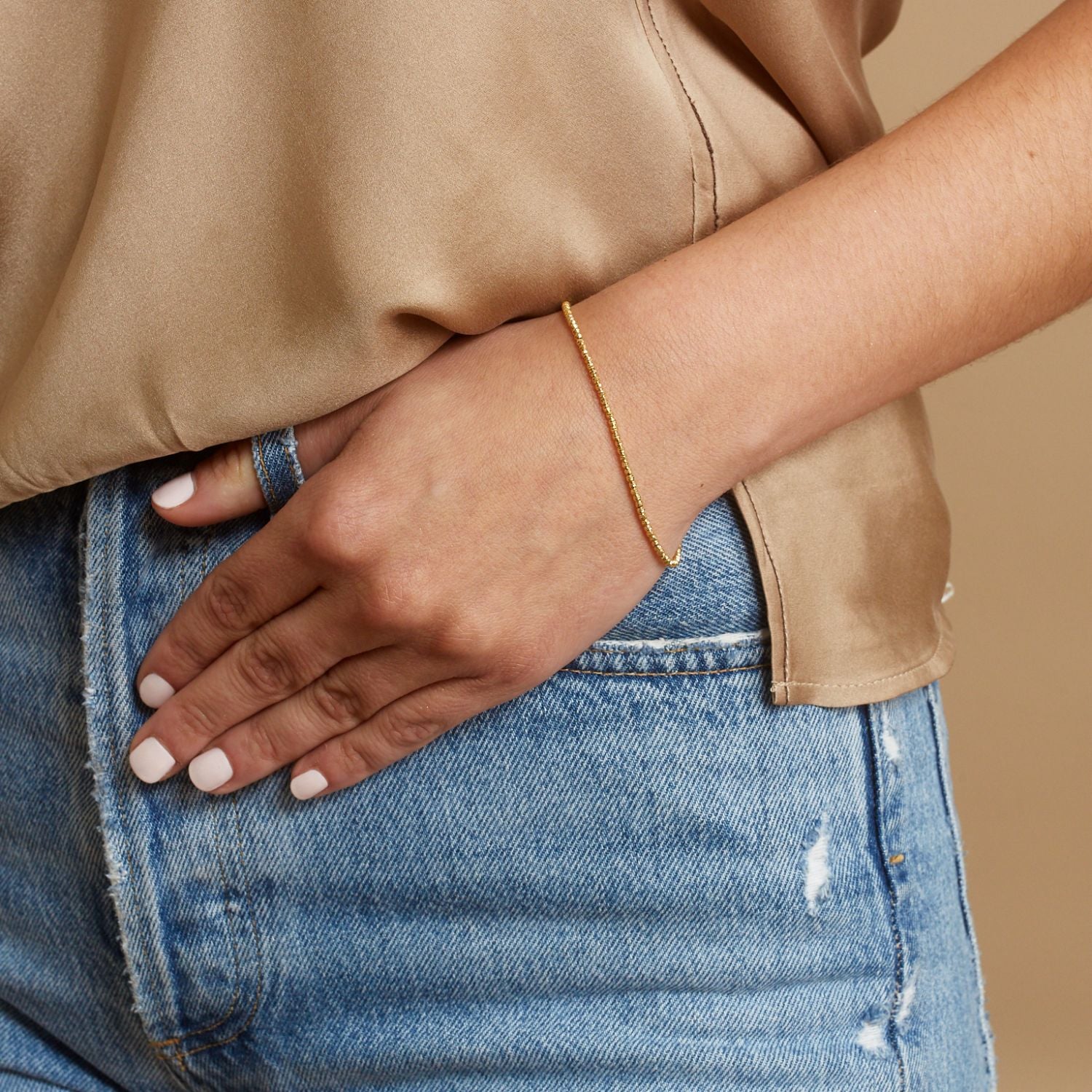 14K Gold Moon Cut Bracelet - Image 8