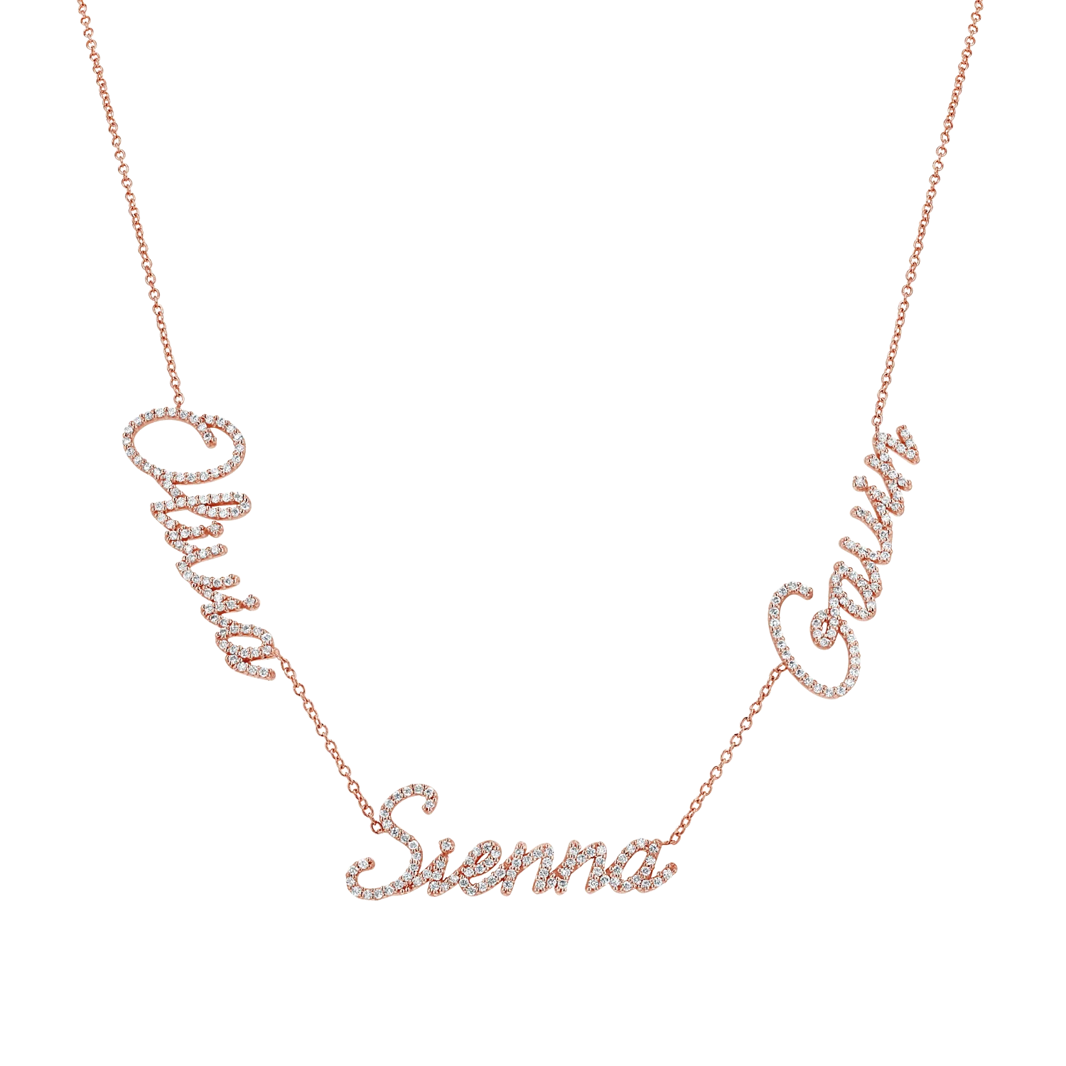 Multi Diamond Custom Script Name Necklace - Image 3