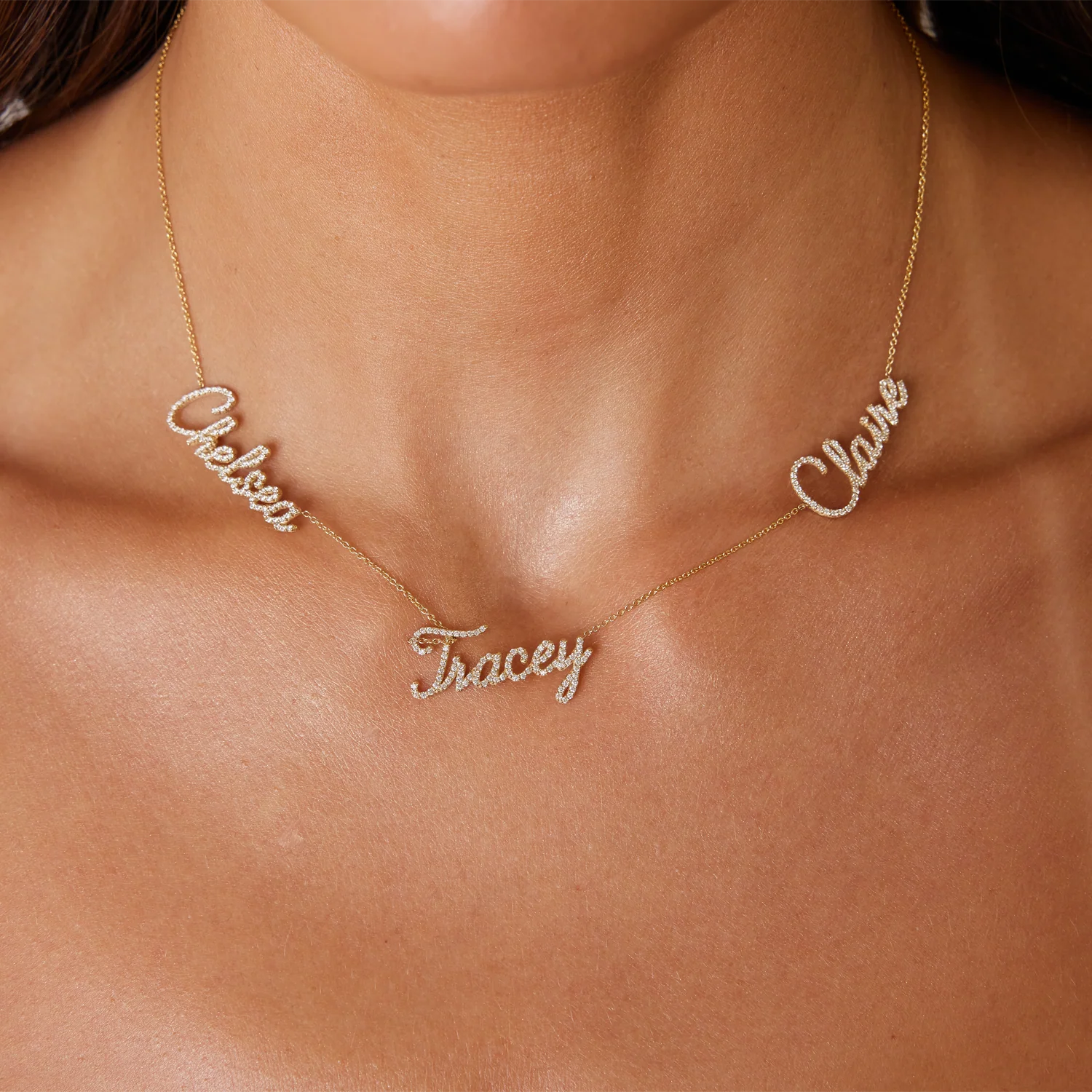 Multi Diamond Custom Script Name Necklace - Image 6