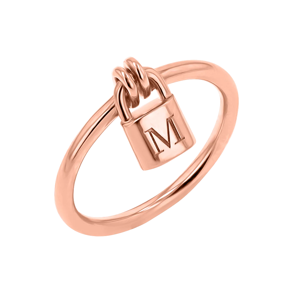 Engravable Initial Love Padlock Ring - Image 3