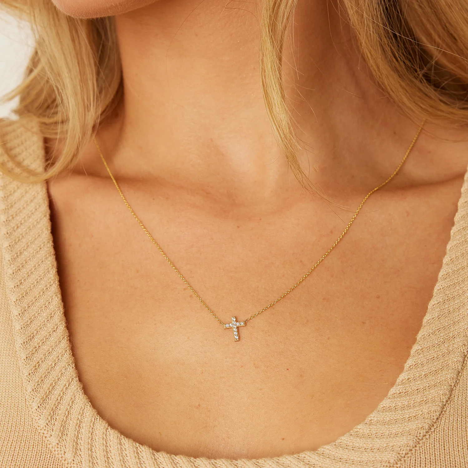 Diamond Pave Cross Necklace - Image 13