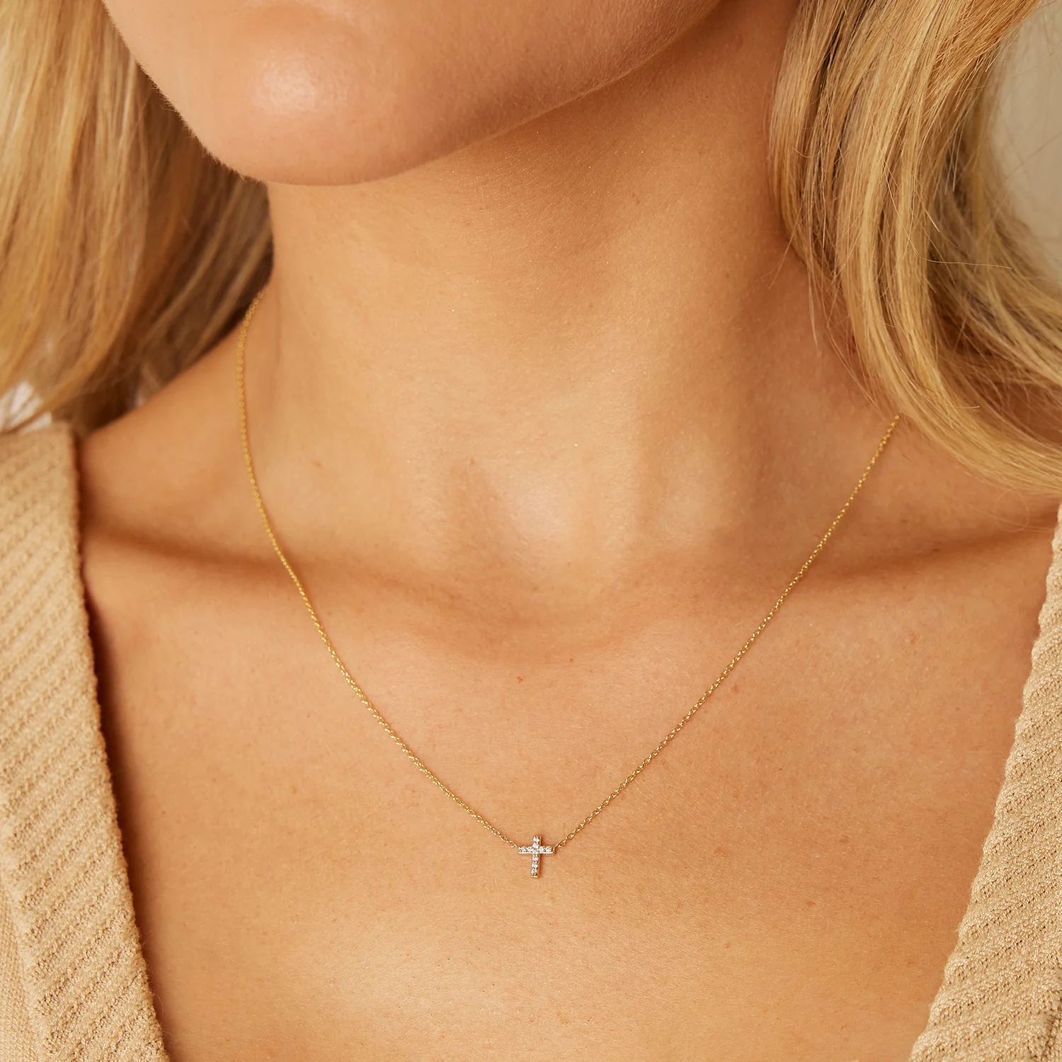 Diamond Pave Cross Necklace - Image 5