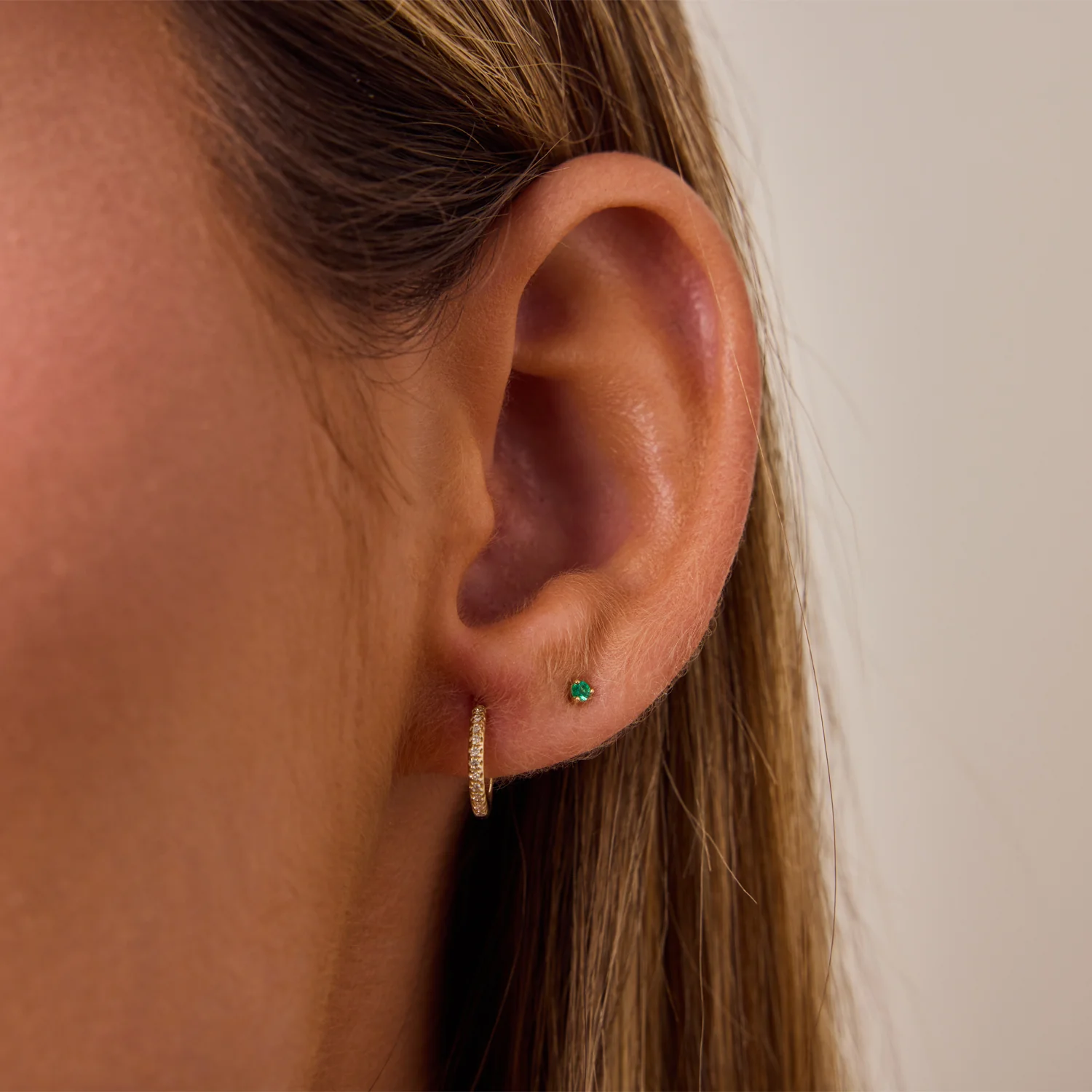 Diamond Huggie Hoop Earrings - Image 5