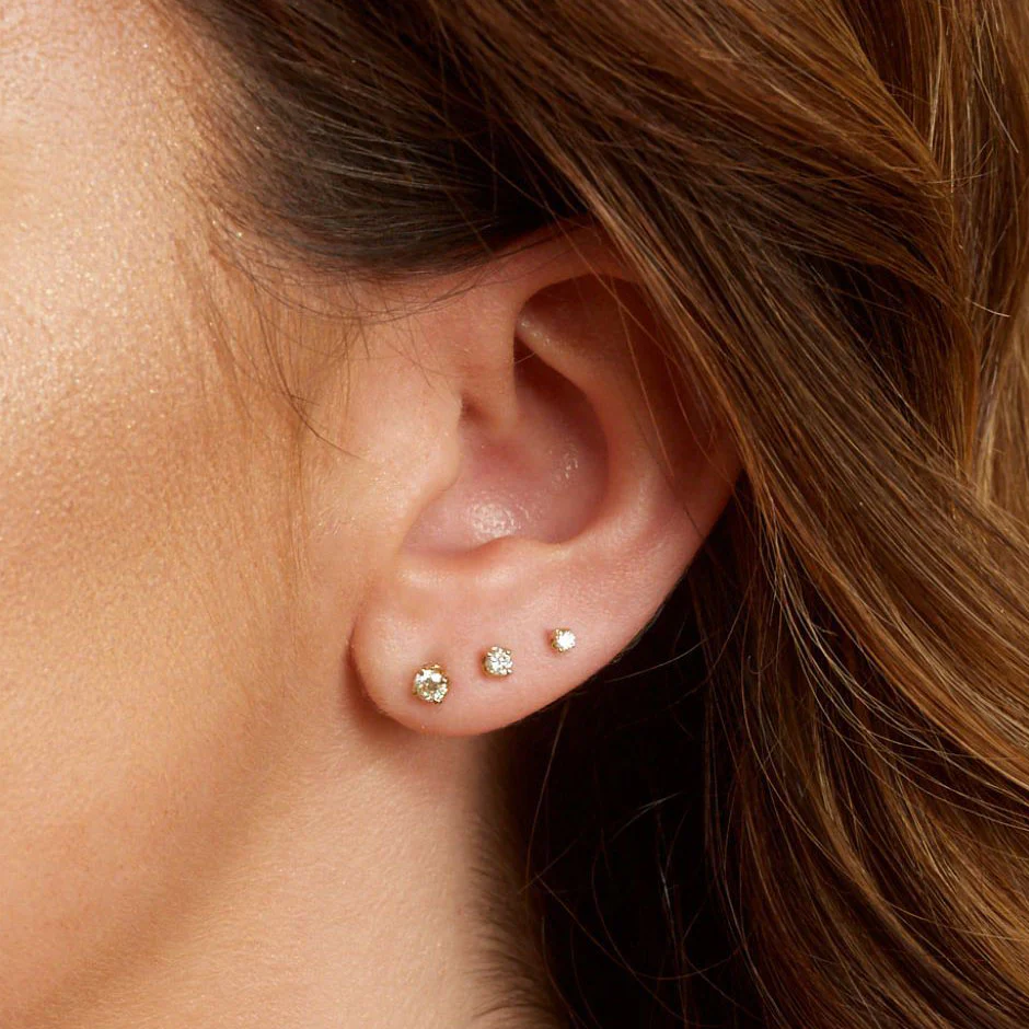 14K Gold Solitaire Studs - Image 9