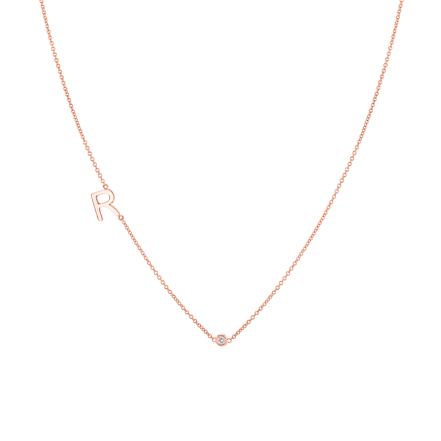 Single Letter Diamond Bezel Necklace - Image 3