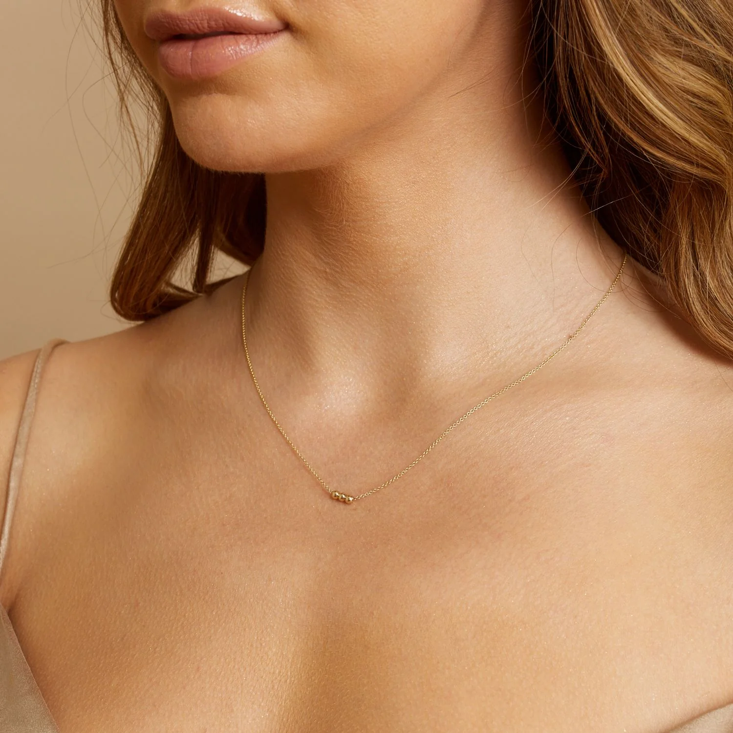 Dainty Trio Ball Necklace - Image 4