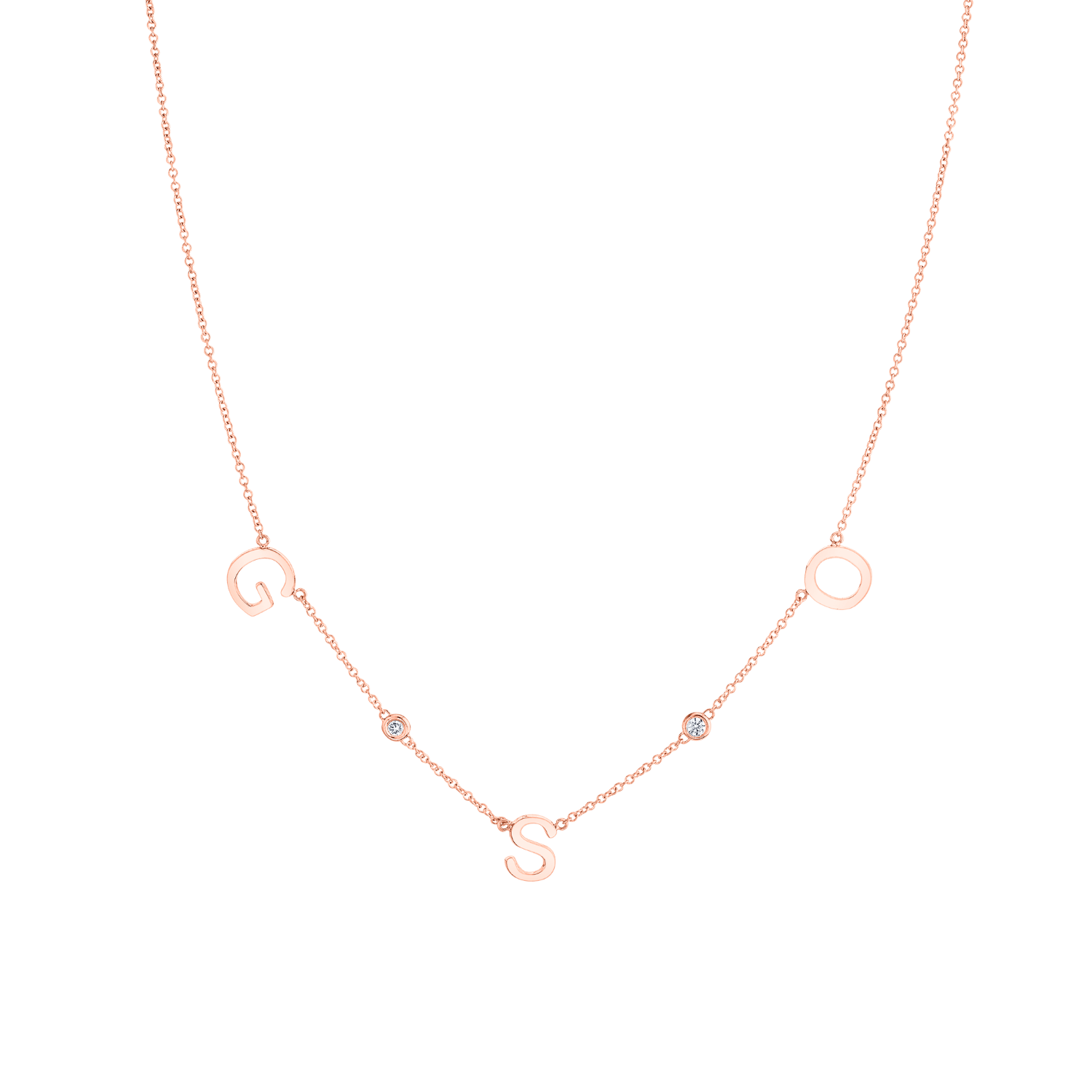 Triple Letter Diamond Bezel Necklace - Image 3