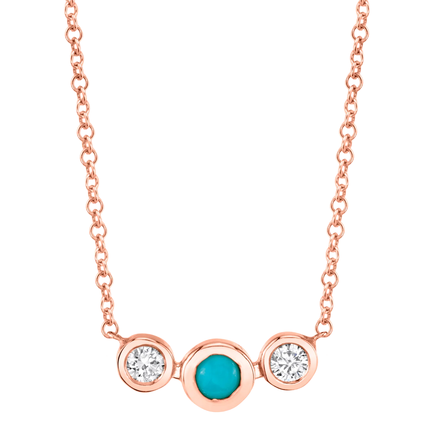 Turquoise Diamond Bezel Necklace - Image 3